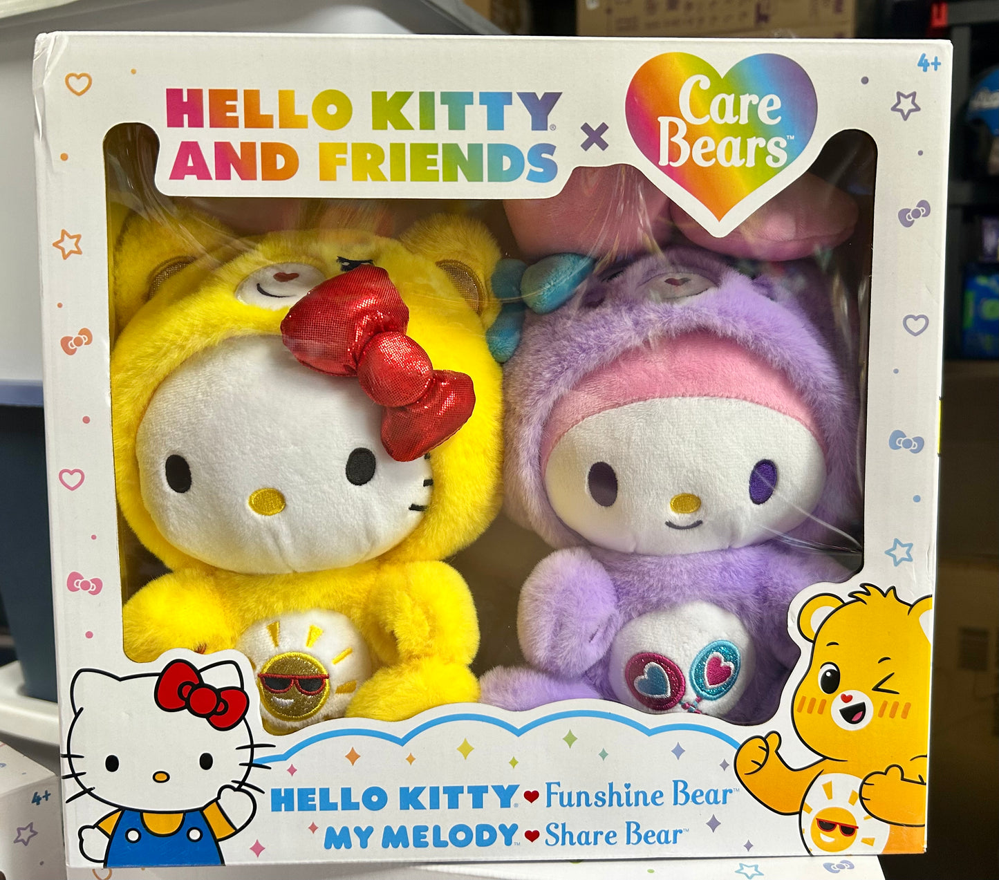 Care Bears x Hello Kitty Plush 2 Pack - Hello Kitty as Funshine Bear & My Melody as Share Bear 22974