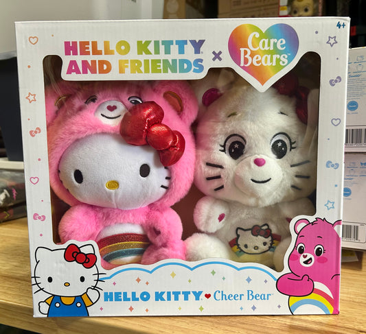 Hello Kitty Loves Cheer Bear 10" Collectible Care Bears Plush 2-Pack 22715