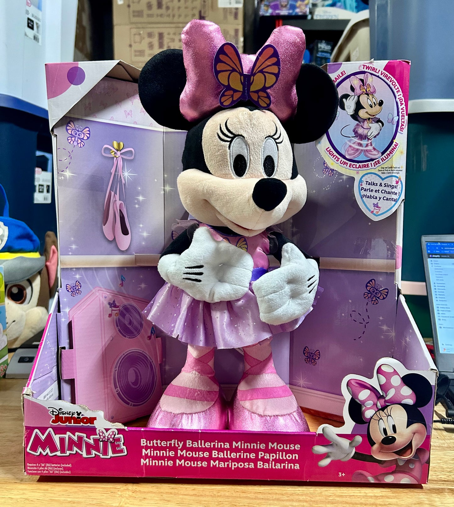 Disney Junior Minnie Mouse Sing and Dance Butterfly Ballerina Lights and Sounds Plush 13112
