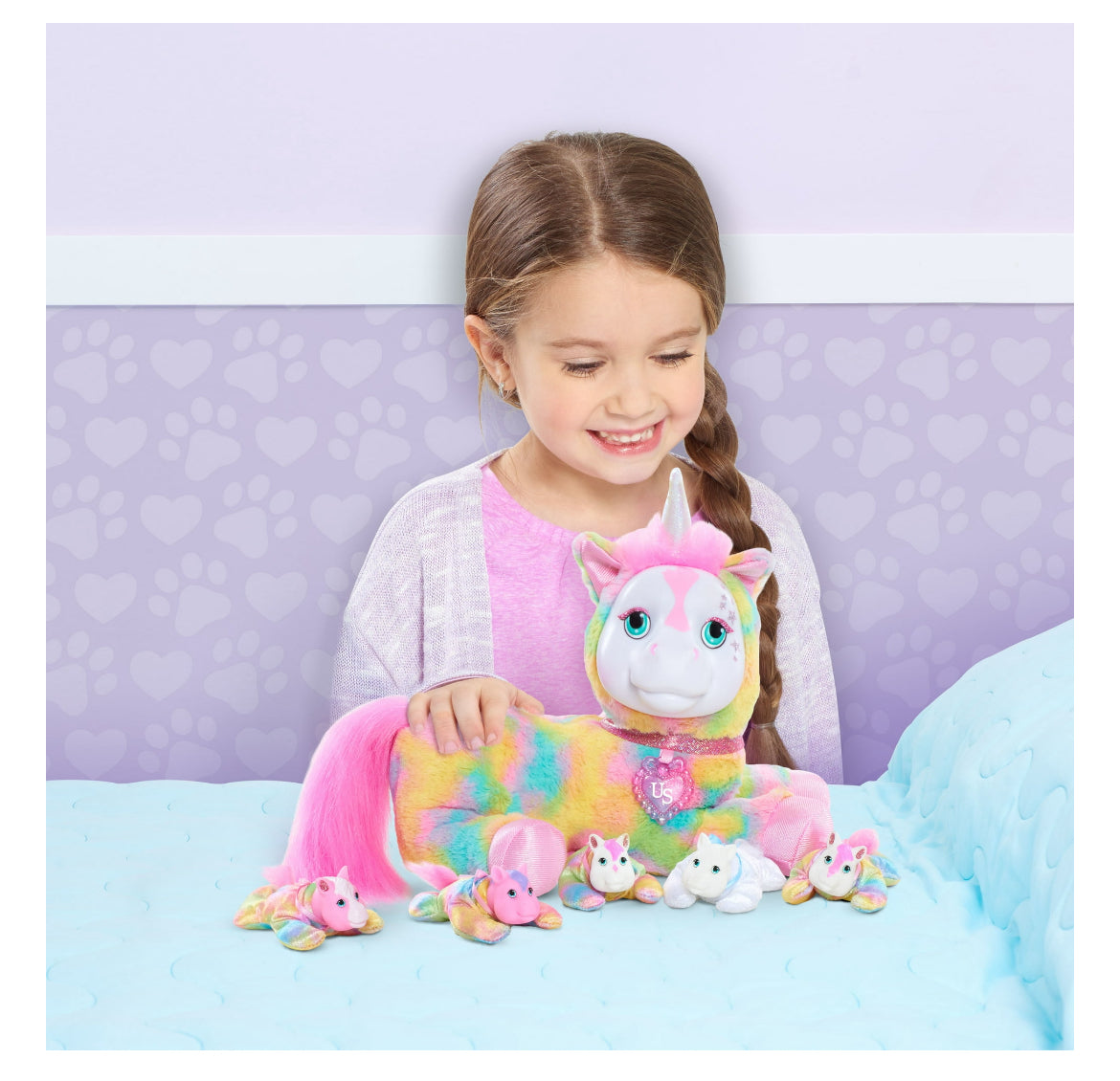 Unicorn Surprise Crystal, Pastel Rainbow, Stuffed Animal Unicorn and Babies 42496