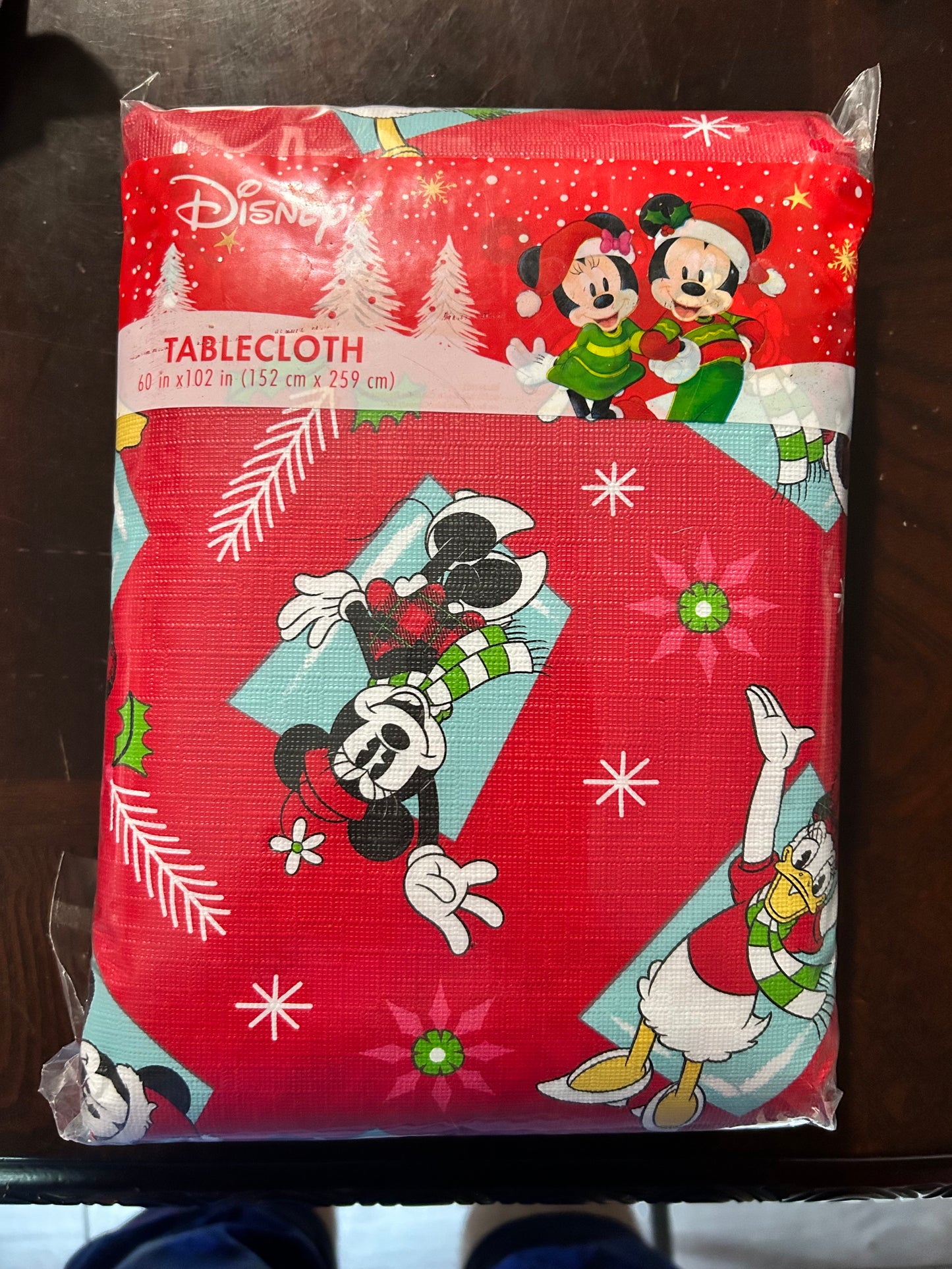 Disney Mickey Mouse Christmas Themed Vinyl Table Cloth 60” x 102” 43725