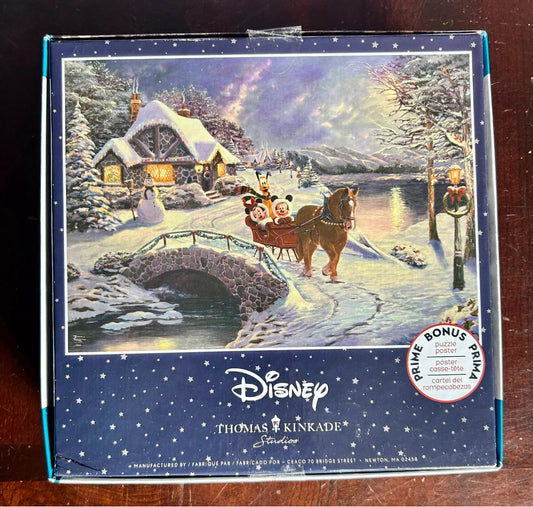 Ceaco Thomas Kinkade Disney Christmas Mickey & Minnie Sleigh Ride 1000-Piece Jigsaw Puzzle 332897