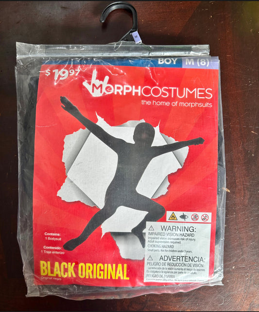 Boy Black Original Bodysuit Medium Halloween Dress Up / Role Play Costume 007793