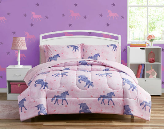 Your Zone Pink Unicorn Magic 7-Piece Full Size Bedding Set 49410