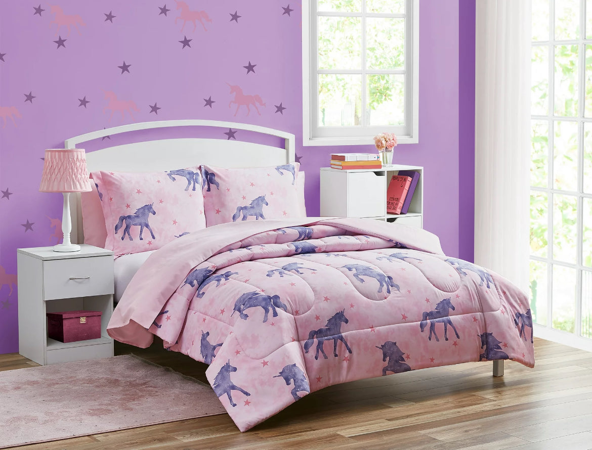 Your Zone Pink Unicorn Magic 7-Piece Full Size Bedding Set 49410