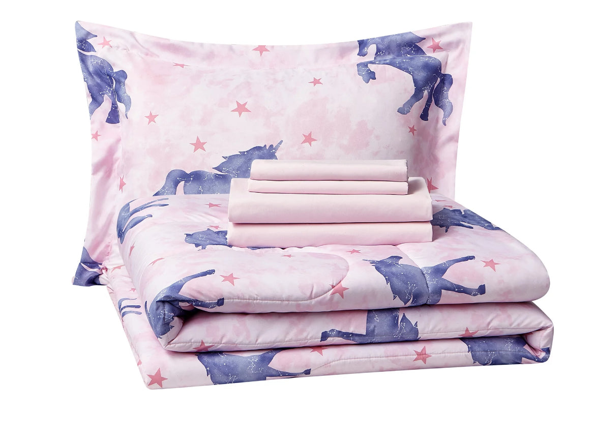 Your Zone Pink Unicorn Magic 7-Piece Full Size Bedding Set 49410