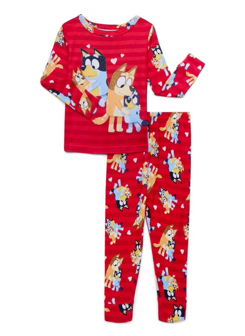 Toddler Unisex Bluey Valentine's Day Pajama Set, 2-Piece