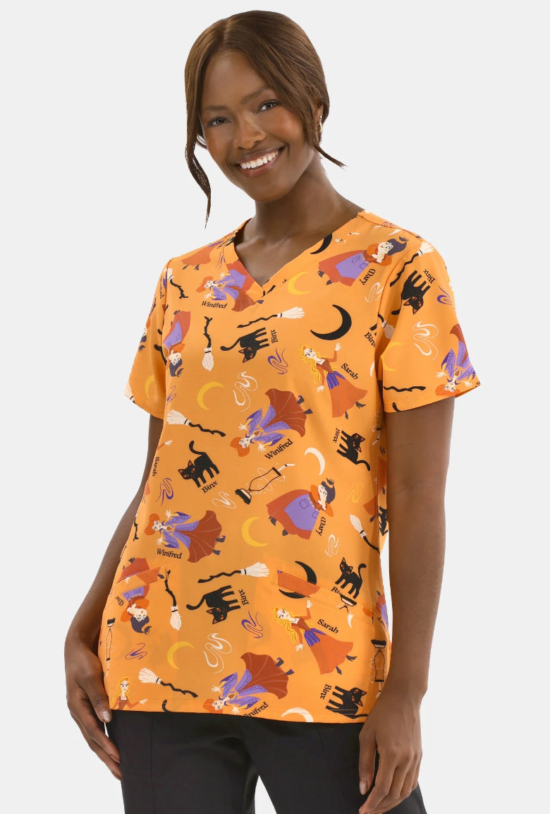 Hocus Pocus Women's Graphic Scrub Top Size