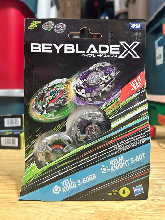Beyblade X Yell Kong 3-60GB and Helm Knight 5-80T Battling Top Set 26547