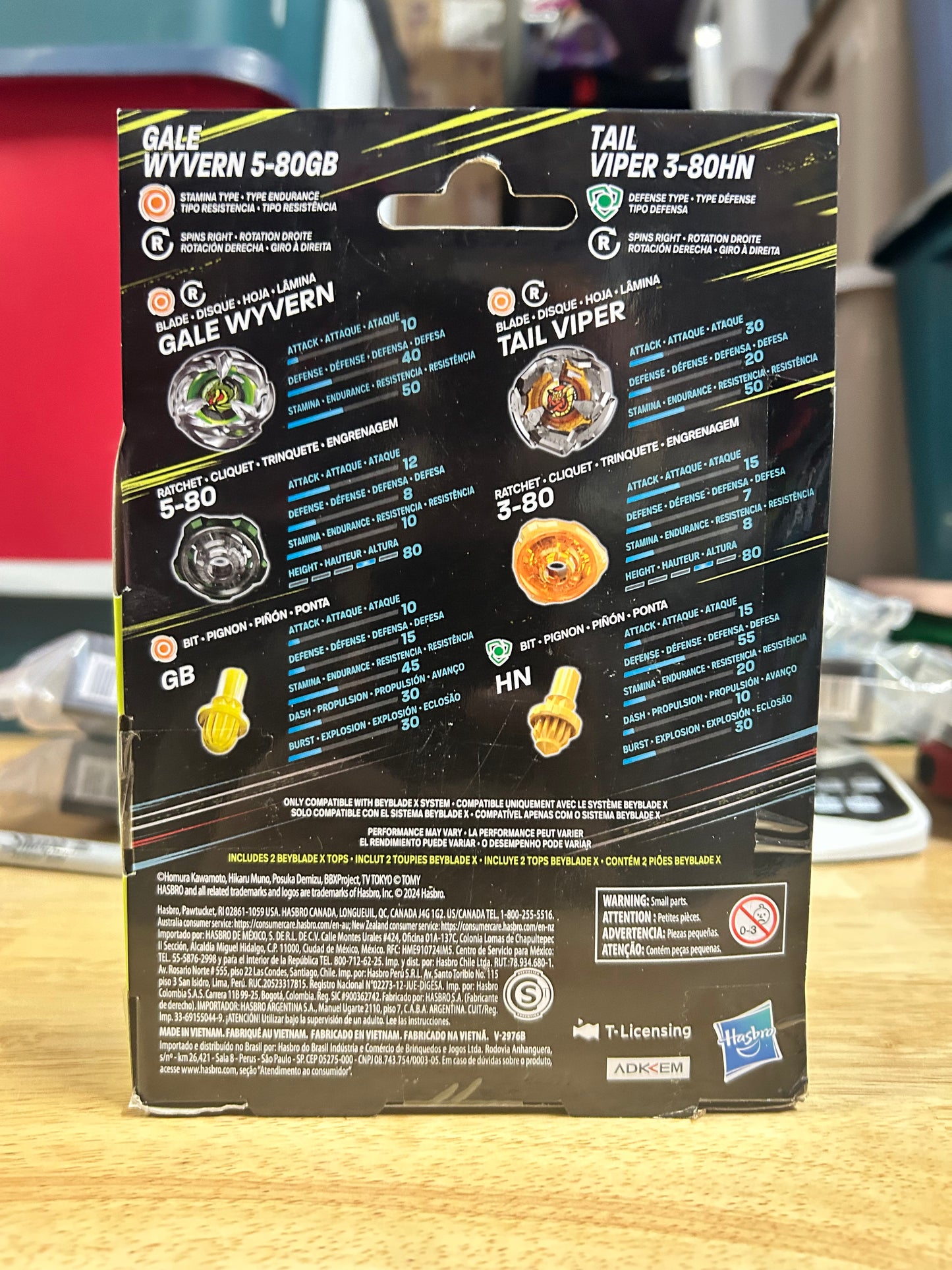 Beyblade X Gale Wyvern 5-80GB and Tail Viper 3-80HN Top Dual Pack Battling Top Set 26549