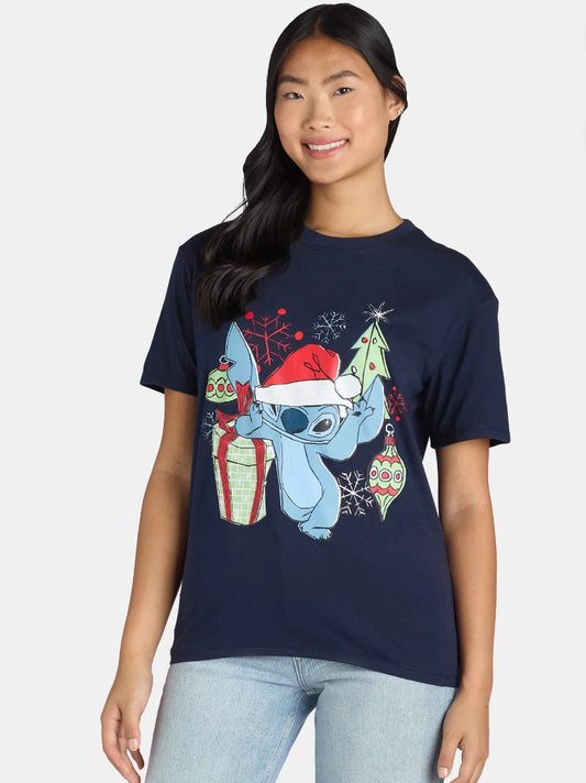 Stitch Women's Christmas Graphic Tee with Short Sleeves X-Small (0-2) 51386