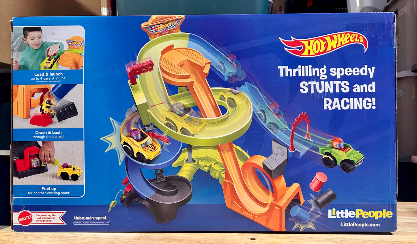 Little People Hot Wheels Spiral Stunt Speedway Toddler Race Track Playset 21105
