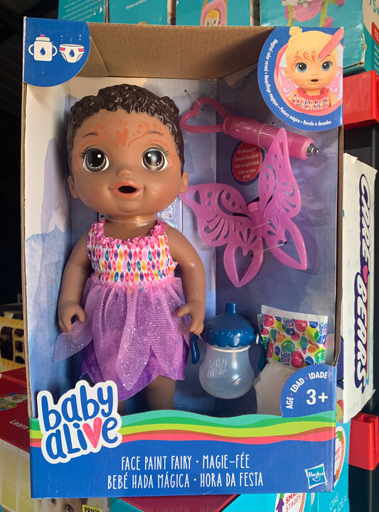Baby Alive Face Paint Fairy Black Hair Doll 48583