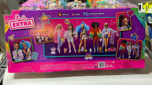 Barbie Extra Fashion Doll 5-Pack with 6 Pets & 70 Styling Pieces, Clothes & Accessories 04748