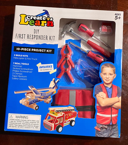 Create & Learn Kids DIY First Responder Building Kit Real Tools & Vest 42238