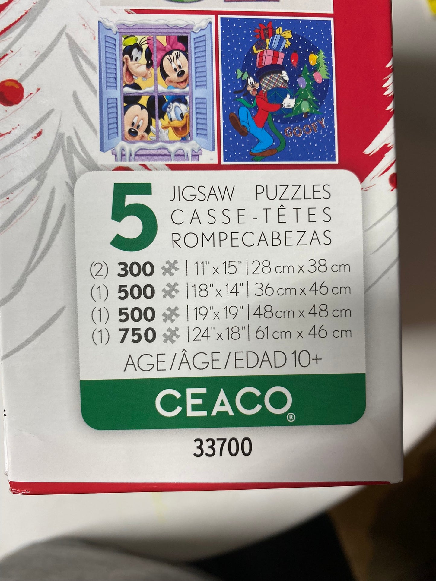 Ceaco 5-in-1 Disney Holiday Fun Jigsaw Puzzle Pack 370103E