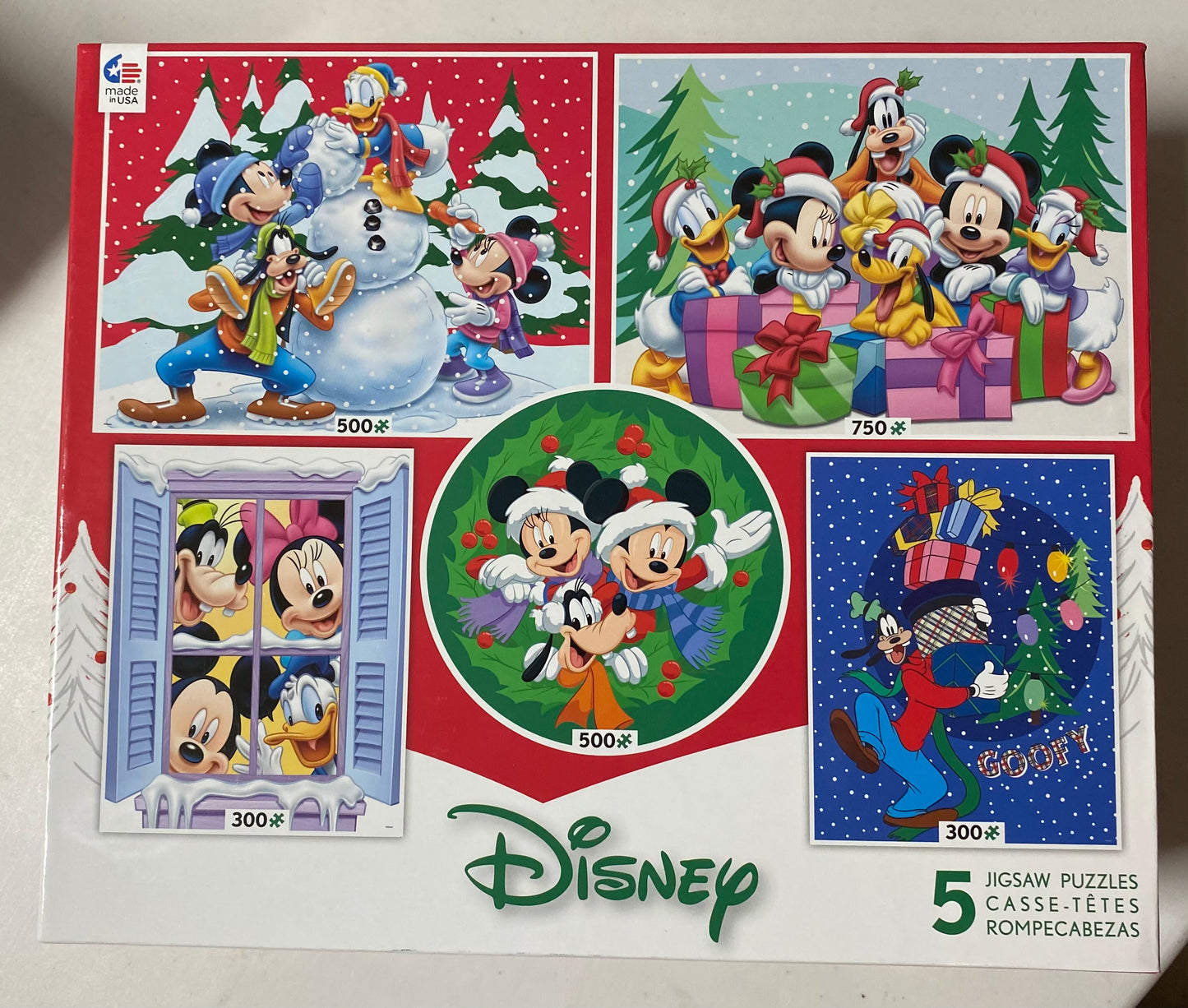 Ceaco 5-in-1 Disney Holiday Fun Jigsaw Puzzle Pack 370103E