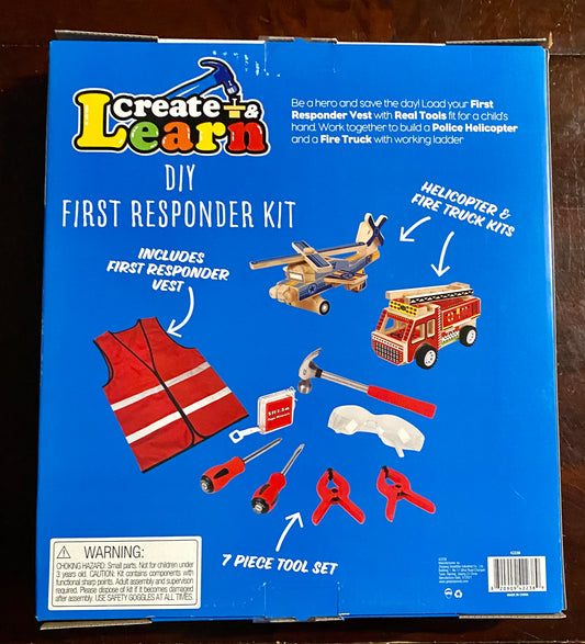 Create & Learn Kids DIY First Responder Building Kit Real Tools & Vest 42238