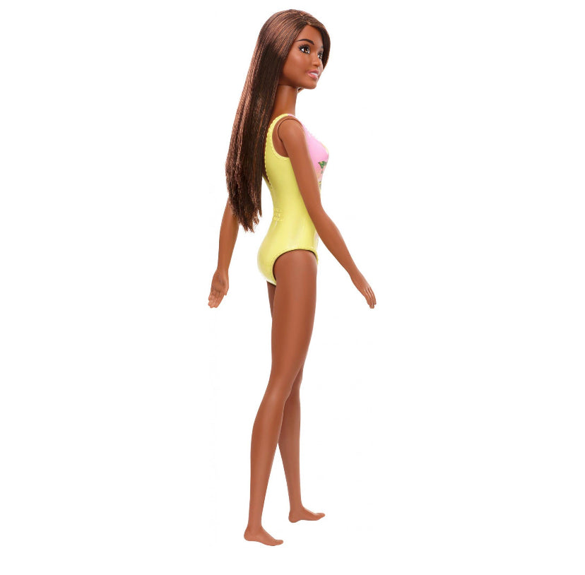 Barbie Beach Doll Swimsuit Pink & Yellow Floral Swim Suit 80416