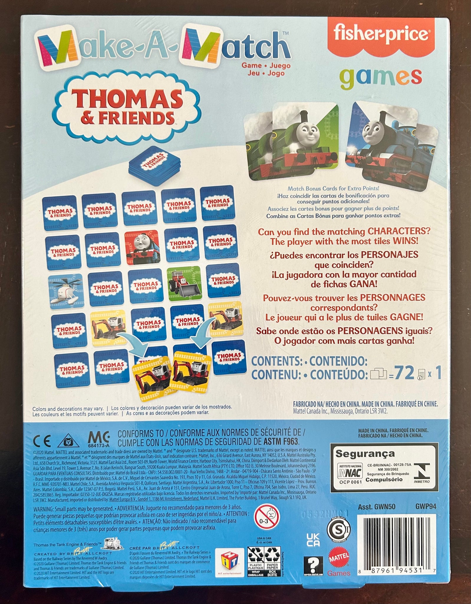Fisher-Price Make-A-Match Card Game with Thomas & Friends Theme,  Multi-Level Rummy Style Play, Matching Colors, Pictures & Shapes, 56 Cards  for 2 to 4