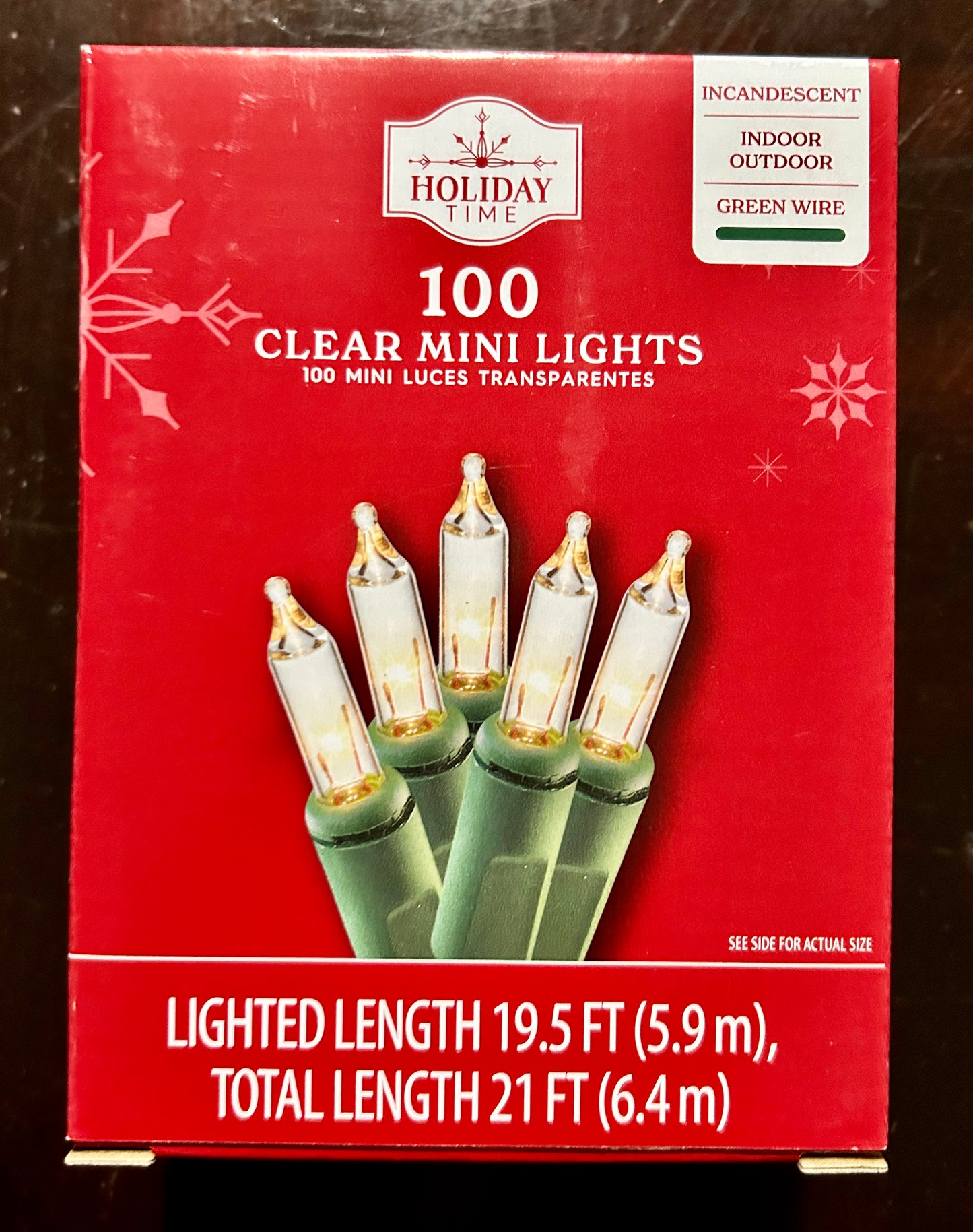 Holiday Time 100 Clear Mini Lights Green Wire 66043