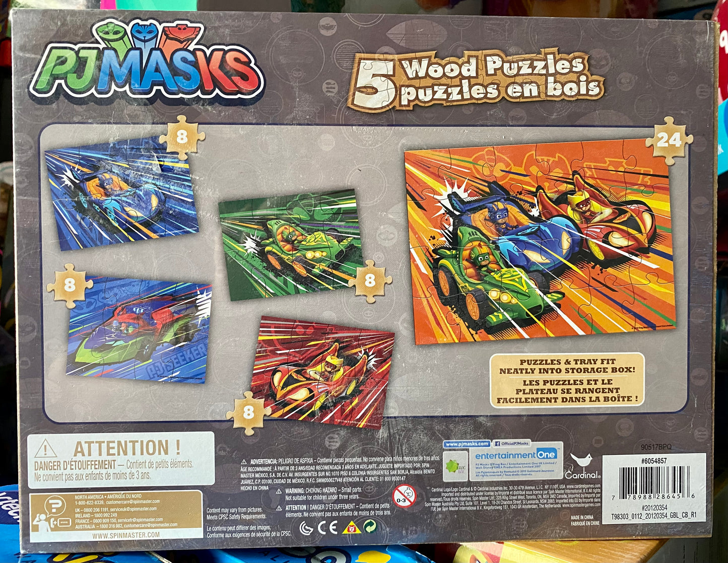 PJ Masks 5-Pack Wooden Jigsaw Puzzle Set With Storage Box