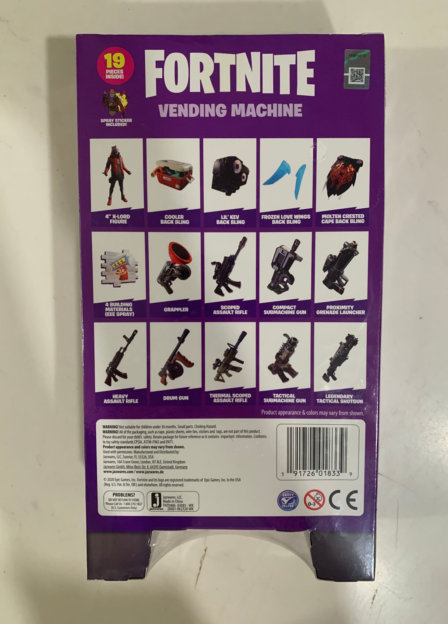Fortnite Vending Machine, Features 4 Inch X-Lord Action Figure, Includes 9  Weapons, 4 Back Bling, and 4 Building Material Pieces