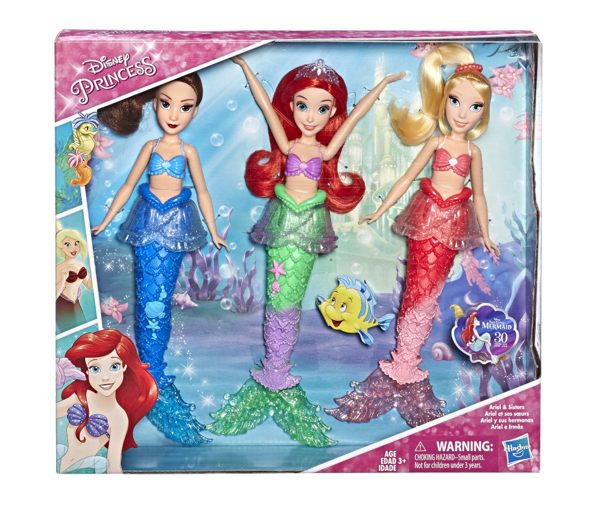 Disney Princess Little Mermaid Ariel Sisters 3-Pack Doll Set