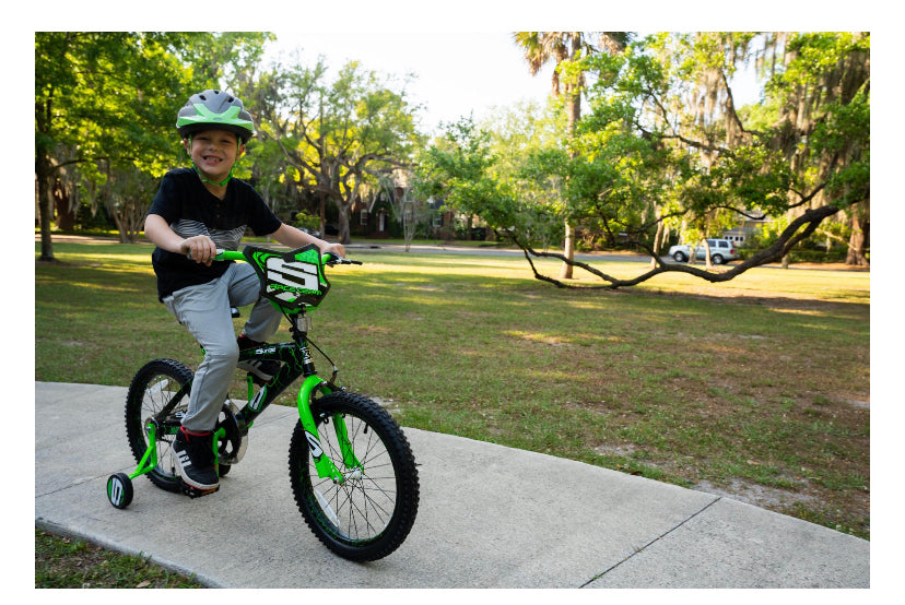 18 boy bike with training online wheels